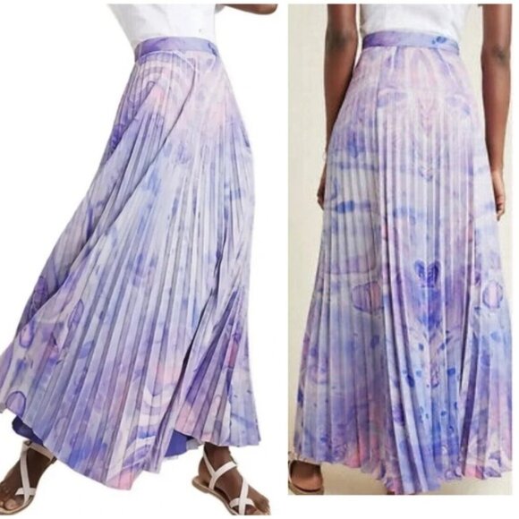 ANTHROPOLOGIE SIDDHARTHA BANSAL PURPLE PLEATED MAXI SKIRTSIZE - 8 - PRELOVED - Picture 4 of 10